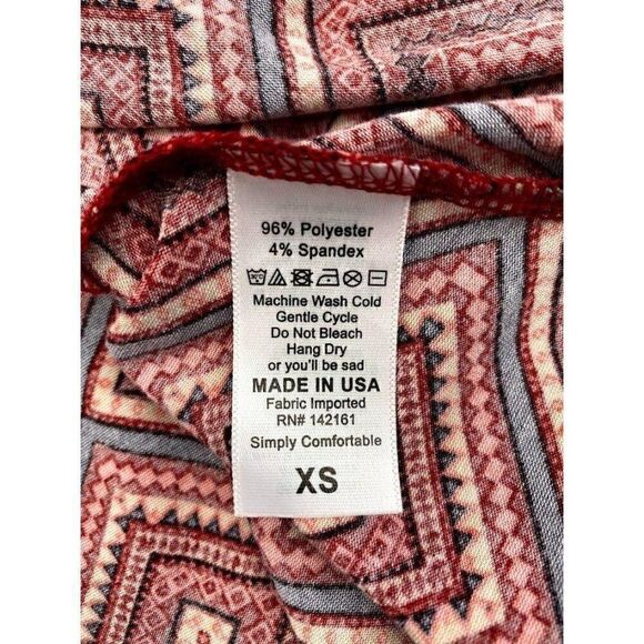 LuLaRoe Carly Dress Swing Red Black Geometric XS - Picture 6 of 6